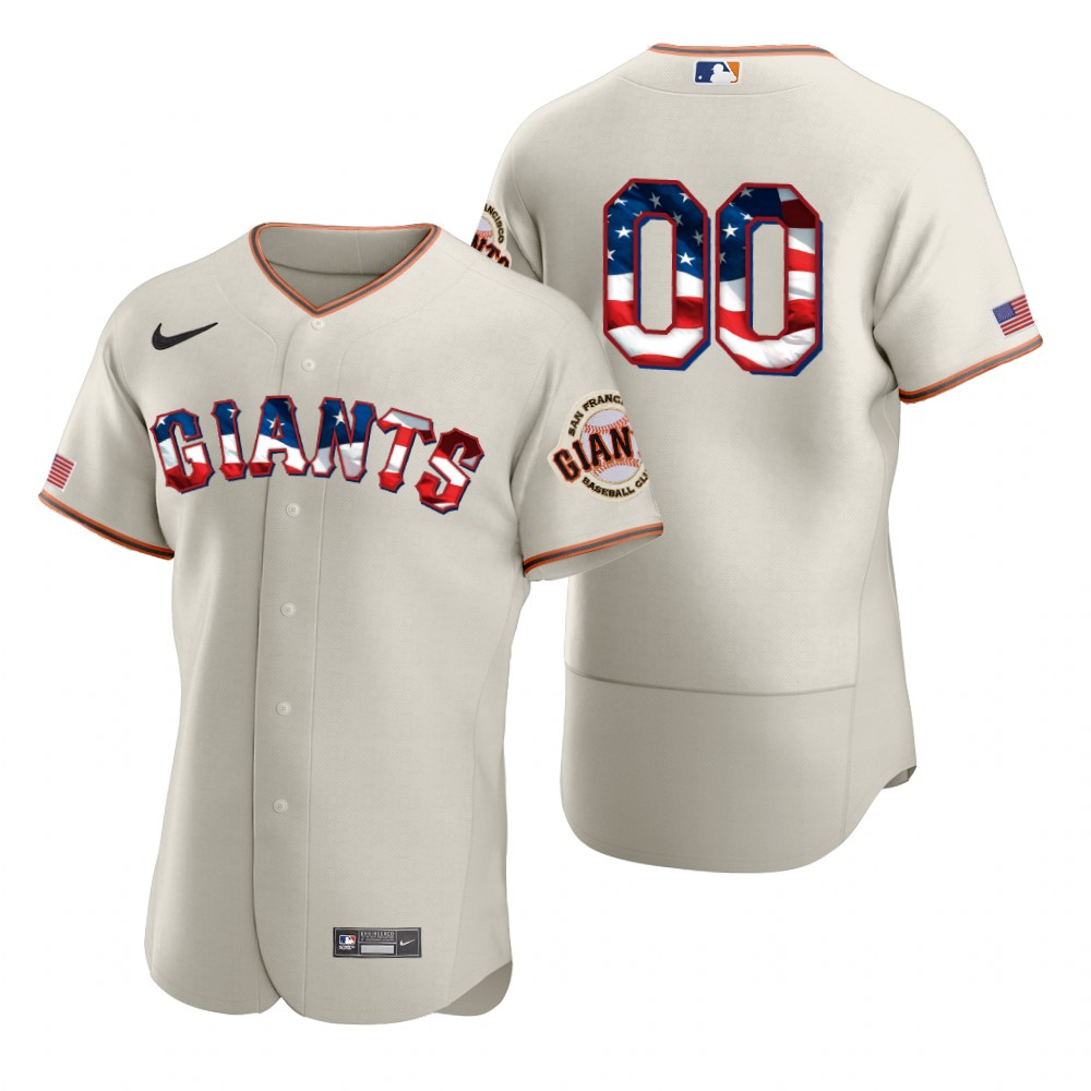 San Francisco Giants Custom Men Nike Cream Fluttering USA Flag Limited Edition Authentic MLB Jersey
